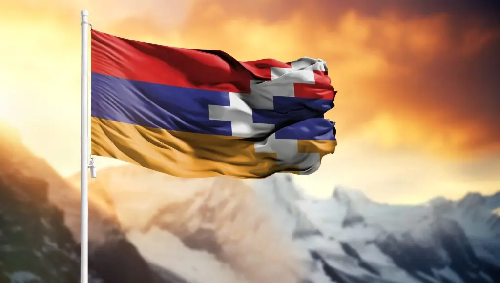 Flag,Of,Nagorno,Karabakh,Republic,On,A,Flagpole,Against,A